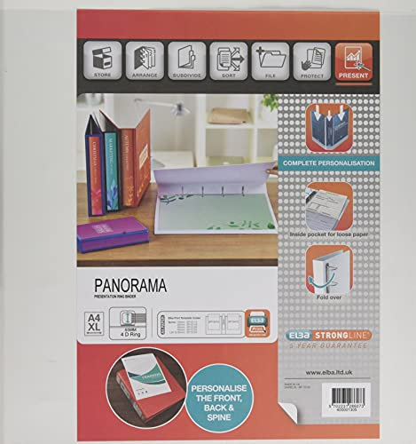 Elba A4 D-Ringbuch, 4 D-Ringe, 65 mm Kapazität, 90 mm Rücken, Präsentationsmappe mit anpassbarem Einband, Hochformat, Weiß (einzeln)