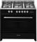 Meireles EV8 90 SP BL-D Cuisinière à gaz avec 5 brûleurs et four électrique Noir 90 cm