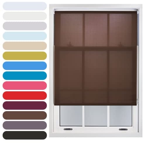 FURNISHED Daylight Roller Blind Trimmable Blinds Window Shade - Easy Install Non-blackout Fabric Complete Roller Blind Kit for Kitchen Living Room Bedroom, Mocha, 210W x 165H cm