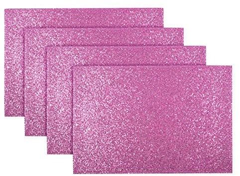 XSS Set Of 4 Placemats Dinner Dining Table Placemats Tableware - Glitter Pink Mats, XS4595