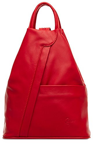 Caspar 2in1 Leder Rucksack Schultertasche Sportlich Elegante Damen Handtasche - SIGNATURE LINE - Modell No.782 - Made in Italy, Farbe:rot, Accessoires:One Size