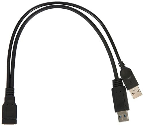 System-S USB Kabel 32 cm Typ A 3.0 Buchse zu 1X USB Typ A 3.0 Stecker und 1X USB Typ A 2.0 Stecker