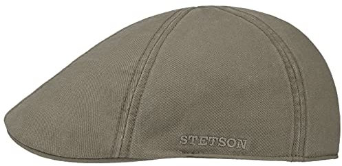 Stetson Texas Cotton Flatcap mit UV Schutz 40+ - Schirmmütze aus Baumwolle - Unifarbene Mütze Frühjahr/Sommer Oliv L (58-59 cm)