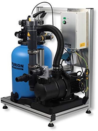 PURION Piscine 20 - Système de filtration 3 en 1 de qualité supérieure avec filtre à sédiments, pompe et lampe UV haute performance (PVC-U)