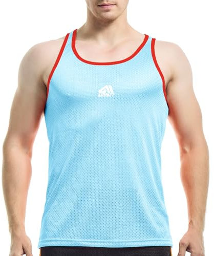 AIMPACT Muskelshirts Herren Mesh Sport Unterhemd Tanktop Herren Sport Sommer Ärmelloser T-Shirt Atmungsaktive (Blau-XL)