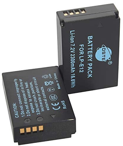DSTE 2PCS LP-E12(2300mAh/7.2V) Battery Compatible for Canon EOS M2, EOS M10, EOS 100D, M50, M100, M200, Kiss M, Kiss X7, PowerShot SX70