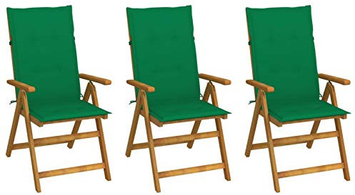 Tidyard Klappbare Gartenstühle 3 STK. mit Auflagen Klappstuhl Terrassenstuhl Gartenstuhl Balkonstuhl Gartensessel Klappsessel Gartenmöbel Sitzmöbel Massivholz Akazie