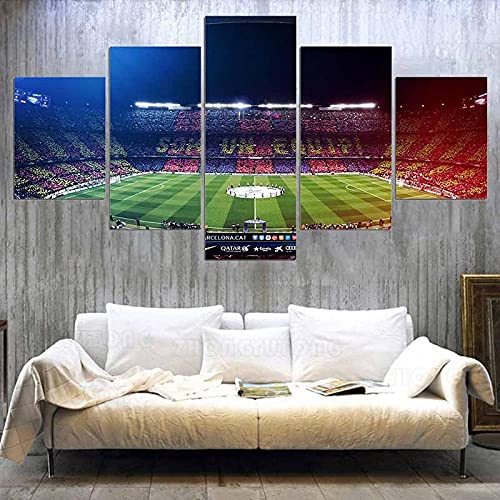 3D Leinwandbilder 5 Teile XXL Vlies Leinwand Bilder Dekoration Camp NOU Sportplatzbemalung Bild Auf Leinwand 5Tlg Bilder Mehrteilig Zum Aufhängen Mit Rahmen