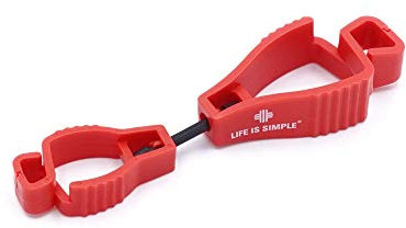 LIFE IS SIMPLE Tarp Clip Handschuhclip | Handschuhhalter für Feuerwehr | Handschuhhalter Polizei | Handschuhclip für Arbeitshandschuhe, Baumarkt, Garten | rot, 10er-Set