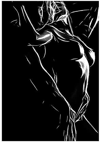 Schwarz Und Weiß Sexy Paar Leinwand Bild Sexy KöRper Frauen Mann Wand Bilder Poster Kunstdruck Wandbilder FüR Zimmer Wohnzimmer Dekor 60x90 cm Kein Rahmen