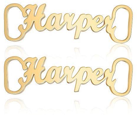 ALBERTBAND Hebilla de Cordones de Zapatos con Nombres Personalizados para Mujeres y Hombres,2 Piezas Accesorios para Colgantes de Zapatos,Decoración de Cordones para Cumpleaños de Navidad (#Oro)