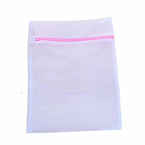 Mesh Laundry Bags Large Zipped Washing Bags Washable Machine Wash Bag White Reusable Durable Net Portable Delicate Bra Blouse Sock Hosiery Underwear Lingerie Baby Clothes Shoes Travel Storage 1 Pcs