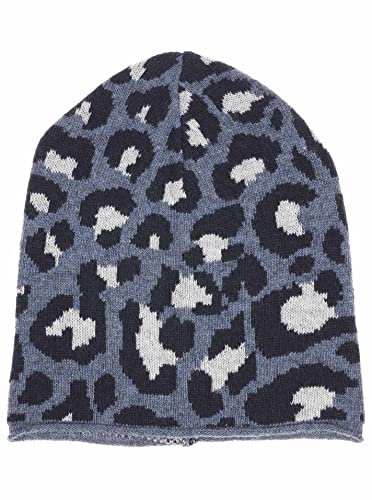 Zwillingsherz Slouch Beanie Mütze mit Kaschmir für Kinder Mädchen Jungen - Hochwertige Cashmere Cap Kappe im Leo Muster Motiv - Perfekt für Sommer Herbst Winter - Warme Haube