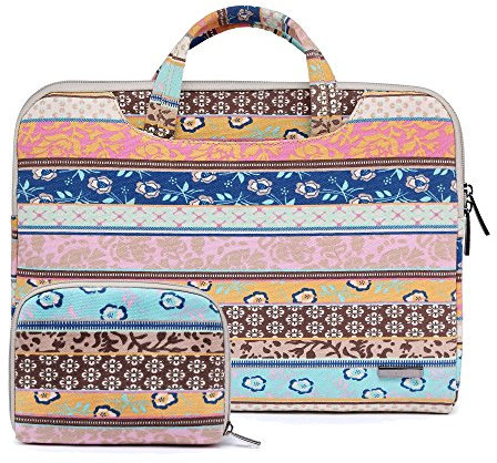 fdsmall 13.3 Inch Laptop Case, Canvas Computer Bag Case, Protective Notebook Case, Briefcase Cover, Carrying Case, Compatible with MacBook Air, MacBook Pro, Tablet PC, Ultrabook, Netbook (Pink)