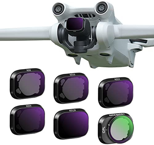 NEEWER ND Filter Set Kompatibel mit DJI Mini 3 Pro,Neutraldichtefilter Drohnenobjektiv Zubehör mit 6er Pack:CPL ND8 ND16 ND32 ND64 ND128(Aluminiumlegierung Rahmen)