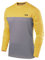TCA Element Sport Langarmshirt Herren - Funktionsshirt mit Rundhalsausschnitt - Laufshirt Running Shirt atmungsaktiv - Langarm Sportshirt - Sport Oberteil - Grau/Gelb, L