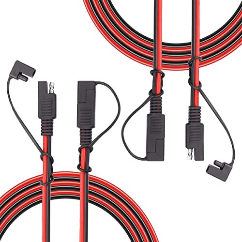 Liwinting SAE-Anschluss Kabel, Kfz-Verlängerungskabel, SAE auf SAE 2-poliger Schnellverbindungs-/Trenn-Verlängerungskabelbaum 16AWG mit Staubkappenhalterung,2pcs 1m/3.28ft