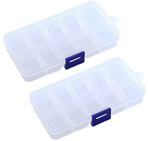Sortierbox Transparent,Plastik Aufbewahrungsbox Sortimentskasten mit 10 Fächer und Deckel,Abnehmbar Schmuck Organizer Box Schmuckschatulle Werkzeugcontainer für Kleinteile Schrauben Schmuck Ohrringe