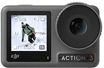 DJI Osmo Action 3 Standard Combo, Waterproof Action Camera with 4K HDR & Super-Wide FOV, 10-Bit Color Depth, HorizonSteady, Cold Resistant & Long-Lasting, Vlogging Camera for YouTube (Renewed)