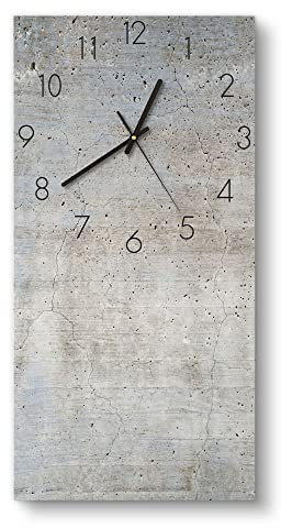 DEQORI Glasuhr | horizontal 30x60 cm | Motiv Unverputzte Zementtextur | große XXL Design Uhr aus Glas | leise Wanduhr für Wohnzimmer & Küche | Moderne Hingucker Uhr für die Wand