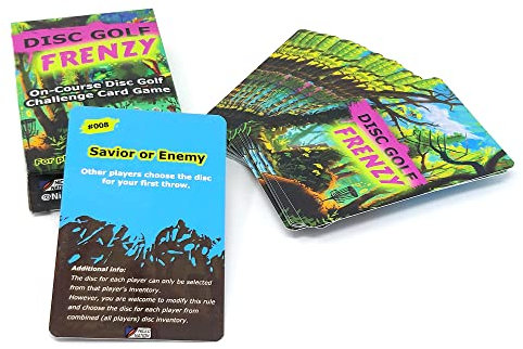 NICED NATION Disc Golf Frenzy – On-Course Disc Golf Challenge Card Game – Exciting, Competitive and Fun Challenge Cards for Disc Golf – for Players of All Skill Levels – 2-5 Players