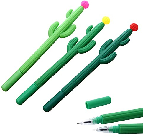 Tuzsocr 3 Stück Kaktus-Gel, schnell trocknend, Gelschreiber, kreativ, 15 mm, Kugelschreiber aus Kunststoff, für Schule, Zuhause, Büro, Schreibwaren