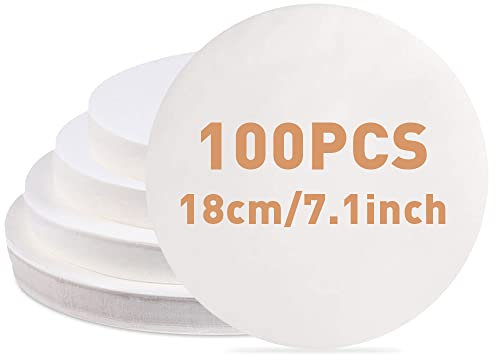 La Llareta 100 Piezas Papel Antiadherente Horno, 18cm Papel Redondo Hornear, Papel De Pergamino Para Hamburguesas, para Pizza, Freidora, Utensilios Para Hornear, Asar a La Parrilla