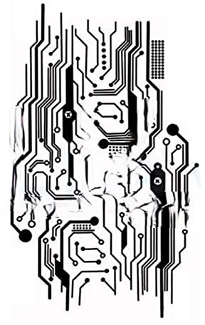 3 Bögen Cypherpunk Circuit Board Temporäre Tattoo Roboter Futuristische Blume Arm Tattoo Aufkleber