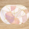 Rug-QJDDUP Tapis Salon Chambre à Coucher, Tapis à Poils Courts,Rouge rosé, Rose Magnolia, Mauve Blanchi, Rose Nuage, Design Moderne de Lignes Jaunes orangées,Oval 120 x 180 cm