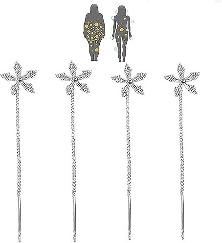 AILYFIRMO (2 Paar) Lymphvity MagneTherapy Germanium-Ohrringe, glänzende Diamant-Blumen-Ohrringe, lymphatische Magnetotherapie-Ohrringe zur Gewichtsreduktion (Silver)