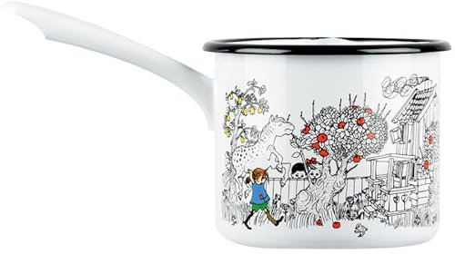 Muurla Pippi Langstrumpf Emaille Topf, Vielseitiger Küchenhelfer für alle Herdarten, 1,3 Liter