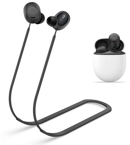 MOWYEOK Anti-Lost Strap für Kopfhörer, kompatibel mit Google Pixel Buds Pro Ohrhörer,weiches Silikon Anti Lost Lanyard, geeignet für Outdoor Sportarten, Laufen,Fitness - Schwarz