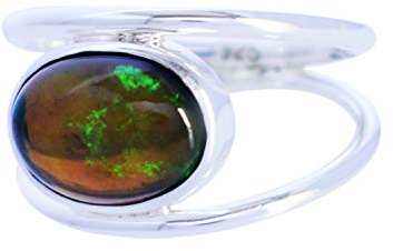 FSJ-4998-A Statement-Ring mit natürlichem äthiopischem Opal, 925er Sterlingsilber