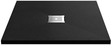 Balterley 800 x 800 mm Square Shower Tray, Slimline Black Shower Trays, Durable Stone Resin Base Trays for Bathroom Enclosure Cubicle, Lightweight Square Shape Tray for Wetroom (Slate Black)