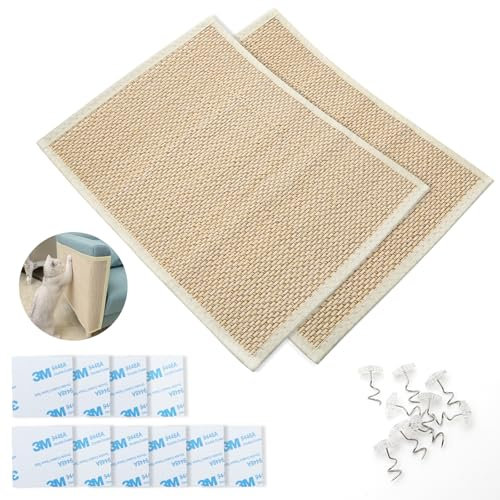 Alfombra Rascador para Gatos, Arranhador para Gatos de Bambú Natural, Alfombrilla Rascador Pared Gato, Protección Sofá Pared, Alfombrilla Resistente para Afilar Las Patas del Gato (30 x 40 cm)