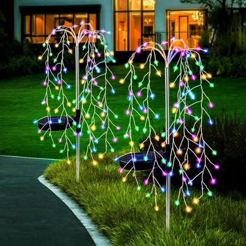 Micacorn Solar Garten Lichter, Solarfeuerwerk Lichterkette 2 Stück 8 Modi 240 LEDs Wasserdicht Solar Lichter Solar Lichterbündel für Hochzeits Terrassen Bäume Party Weihnachten Dekoration