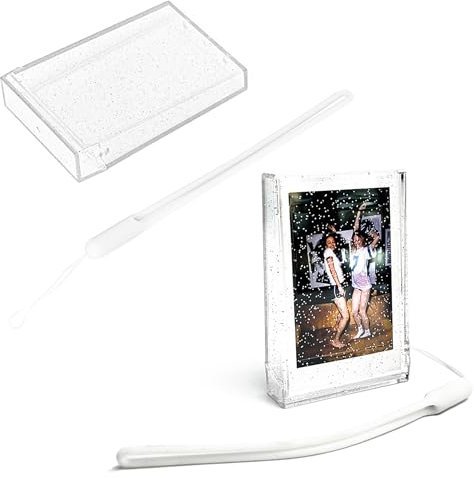 Linpr Étui de Protection Transparent 3 pour Fujifilm Instax Mini 7+/8/9/11/12/40/90/EVO avec 2 Cadres Photo, Boîte de Rangement et Sangle | Accessoires Compatible Mini 11/12/EVO (Flash Transparent)