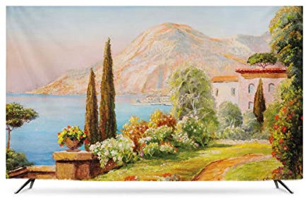 VUT ölmalerei Stadtmuster Tv-Abdeckung Staubabdeckung 32-86in Tv-Stoff/Computer Cover Desktop/wandhänge/gebogener Bildschirm/Cover, Home Dekoration(Size:80IN,Color:B)