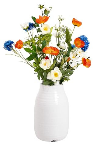 Blooming Artificial - Decorative Artificial Flowers, Realistic Indoor Fake Flowers, Meadow Grass with White Artificial Gypsophila, Year Round Decoration (Meadow) (50cm)