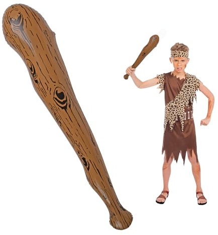AYBUY Aufblasbarer Baseballschläger, 60 cm Gestreift Aufblasbare Requisiten, Keule Aufblasbare Requisiten, für Höhlenmenschen-Mottoparty, Cosplay, Pool-Partys, Karneval Braun