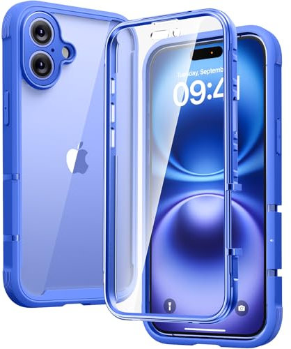 Diaclara Designed for iPhone 16 Plus Case, Full Body Rugged Case with Built-in Touch Sensitive Anti-Scratch Screen Protector, Upgraded [Full Camera Protection] for iPhone 16 Plus 6.7 (Ultramarine)