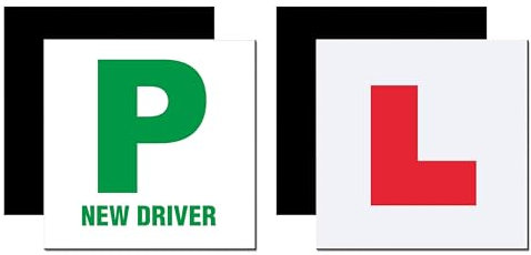 Tek Automotive Magnetic L and P Plates - 4 Pack Fully Magnetic Learner and New Driver Plates, UK Legal Size, Weatherproof, Secure Hold for Cars