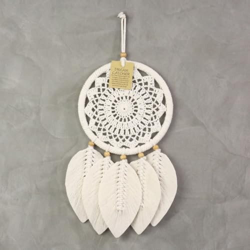 Oriental Galerie Traumfänger Wandbehang Wandschmuck Wandteppich Etnik Boho Quaste Deko Dreamcatcher Gewebter Wandbehang Creme weiß 17 cm Ø