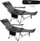 #WEJOY 2-in-1 Campingstuhl Faltbar 180kg mit Fußstütze,Strandstuhl mit 4-Fach Verstellbarer Rückenlehne, Relaxsessel Liege mit Getränkehalter, Liegestuhl für Outdoor Camping Grau/Schwarz 2er Set