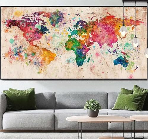 Diamond Painting Bunt Diamant Painting Bilder Weltkarte, Diamond Painting Groß XXL 180 x 90 cm, Diamant Painting Bilder Erwachsene DIY Simple Diamond Painting Crystal Art Stickerei für Wand Dekor q102