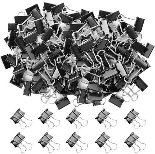 150 mollette Foldback, clip in metallo, clip di carta, clip pieghevoli, piccole graffette, graffette per documenti, ufficio, cancelleria, carta, forniture per ufficio