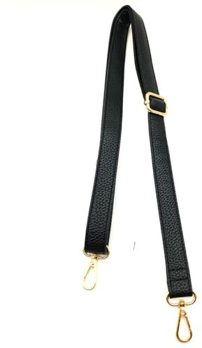 PU Lederriemen für Klein Tasche Schwarz, Verstellbarer Damen Taschengurte mit Karabiner Gold, 80-125 cm Tragegurt Tasche für Damen, Crossbody Gurt, 1.9cm, 1801