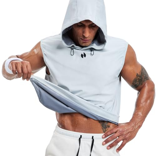 HOTSUIT Maglia da sauna da uomo, anti-strappo, con cappuccio, per esercizi di boxe