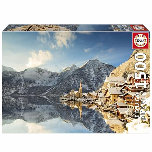 Educa - 1500 Teile Puzzle für Erwachsene | Winter in Hallstatt. Inklusive Fix Puzzle-Kleber. Maße: 85 x 60 cm. Ab 14 Jahren (20284)