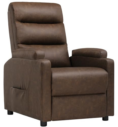 COMHOMA Relaxsessel Fernsehsessel mit Verstellbarer Rückenlehne bis 160°, Federkissen mit Fußstütze Einzelliege Sessel Wohnzimmer Schlafzimmer Heimkino PU-Braun